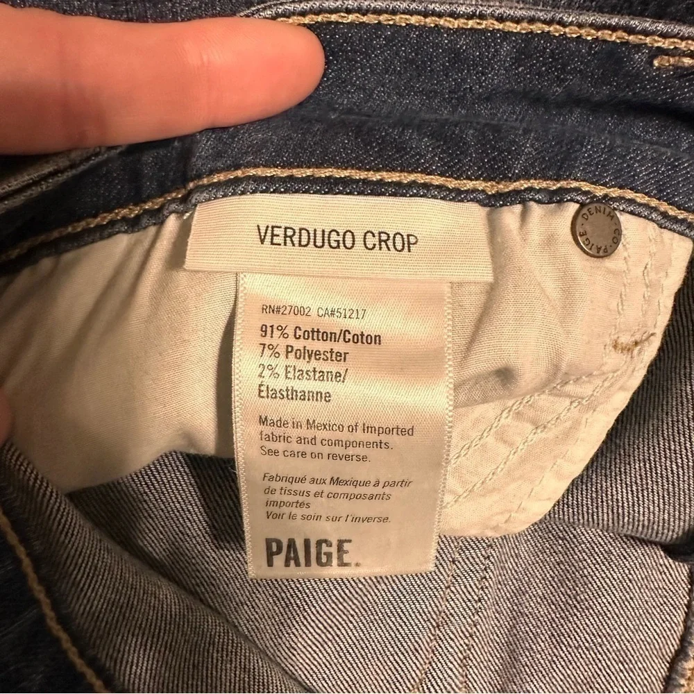 Paige Verdugo Crop Skinny Jeans Medium Wash Size 31